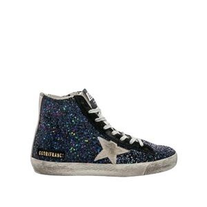 Golden Goose Multicolor Glitter Sneakers with white star.